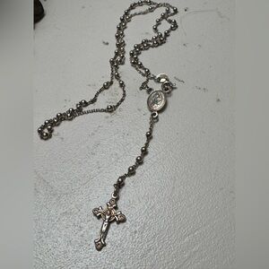 Sterling Rosary bead Cross Y necklace. 20 inches